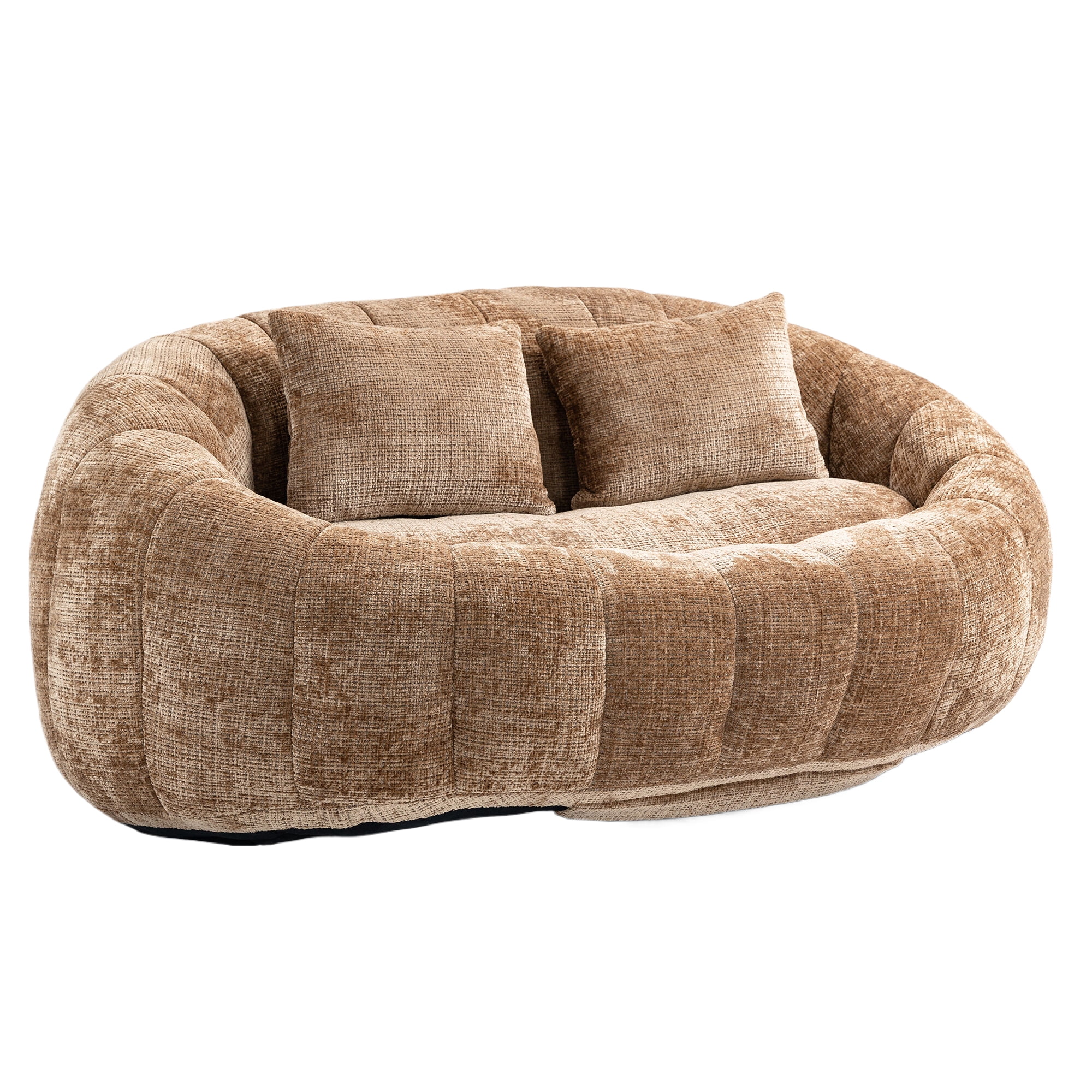 MOONMISS Large 59'' Bean Bag Chair for Adults,Chenille Shell-Shaped Couch with Two Pillows,Oversized Single Sofa,Coffee