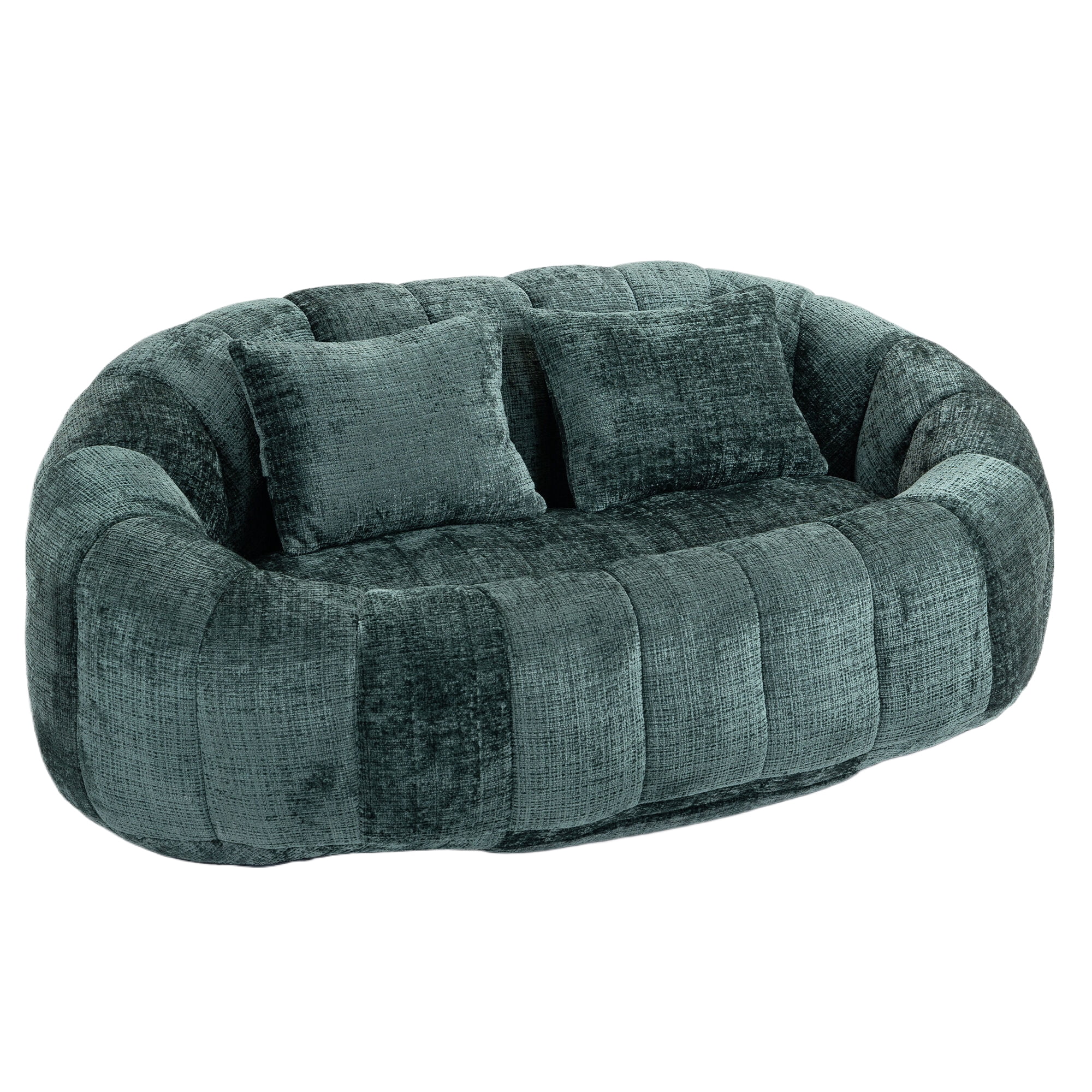 MOONMISS Large 59'' Bean Bag Chair for Adults,Chenille Shell-Shaped Couch with Two Pillows,Oversized Single Sofa,Emerald