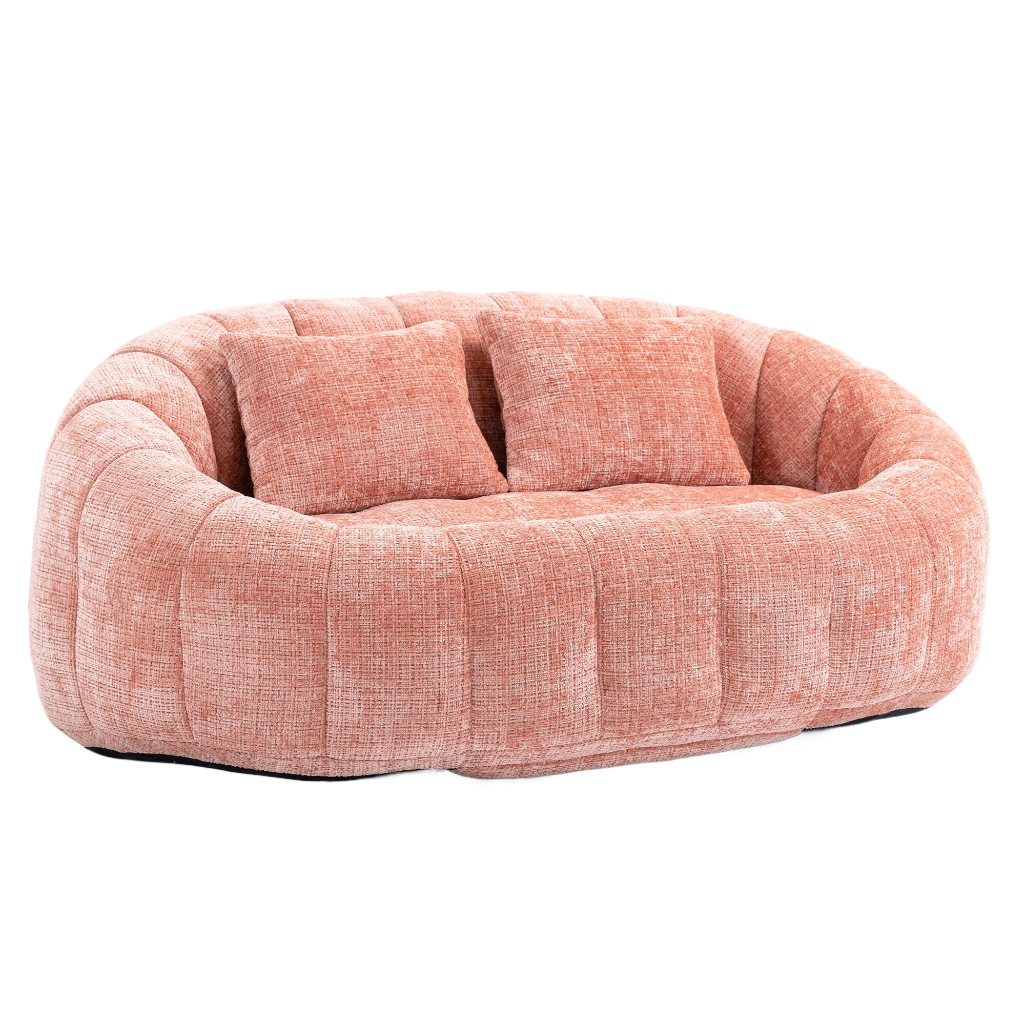 MOONMISS Large 59'' Bean Bag Chair for Adults,Chenille Shell-Shaped Couch with Two Pillows,Oversized Single Sofa,Pink