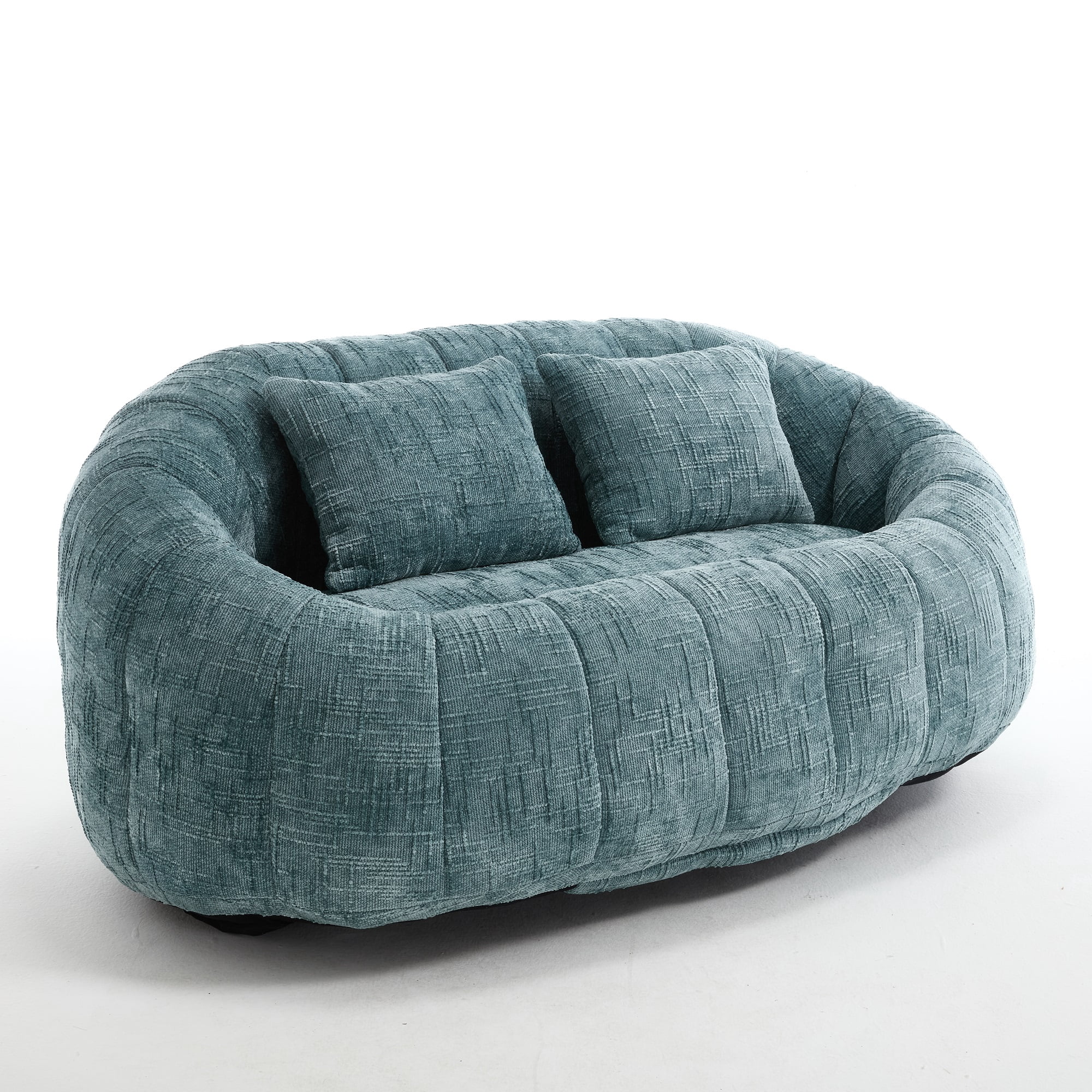 MOONMISS Large 59'' Bean Bag Chair for Adults,Chenille Shell-Shaped Couch with Two Pillows,Oversized Single Sofa,Teal Blue