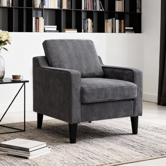 MOONMISS Mid Century Modern Accent Chair Linen Plush Comfort Arm Chair for Lounge,Gray
