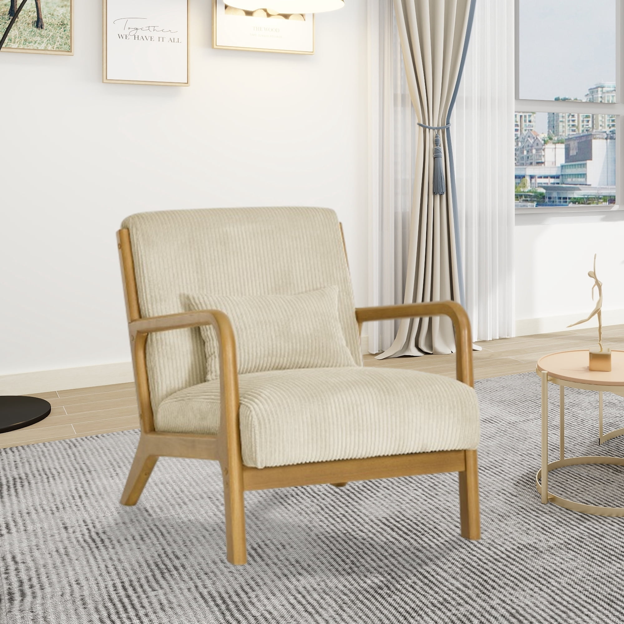 MOONMISS Mid Century Modern Accent Chair for Living Room Bedroom, Coffe