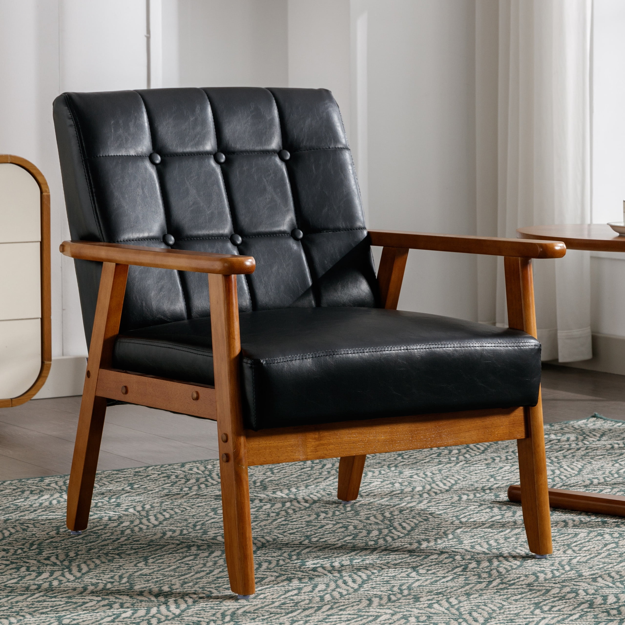 MOONMISS Mid-Century Modern Accent chair,Leisure Chair with Solid Wood Armrest and Feet