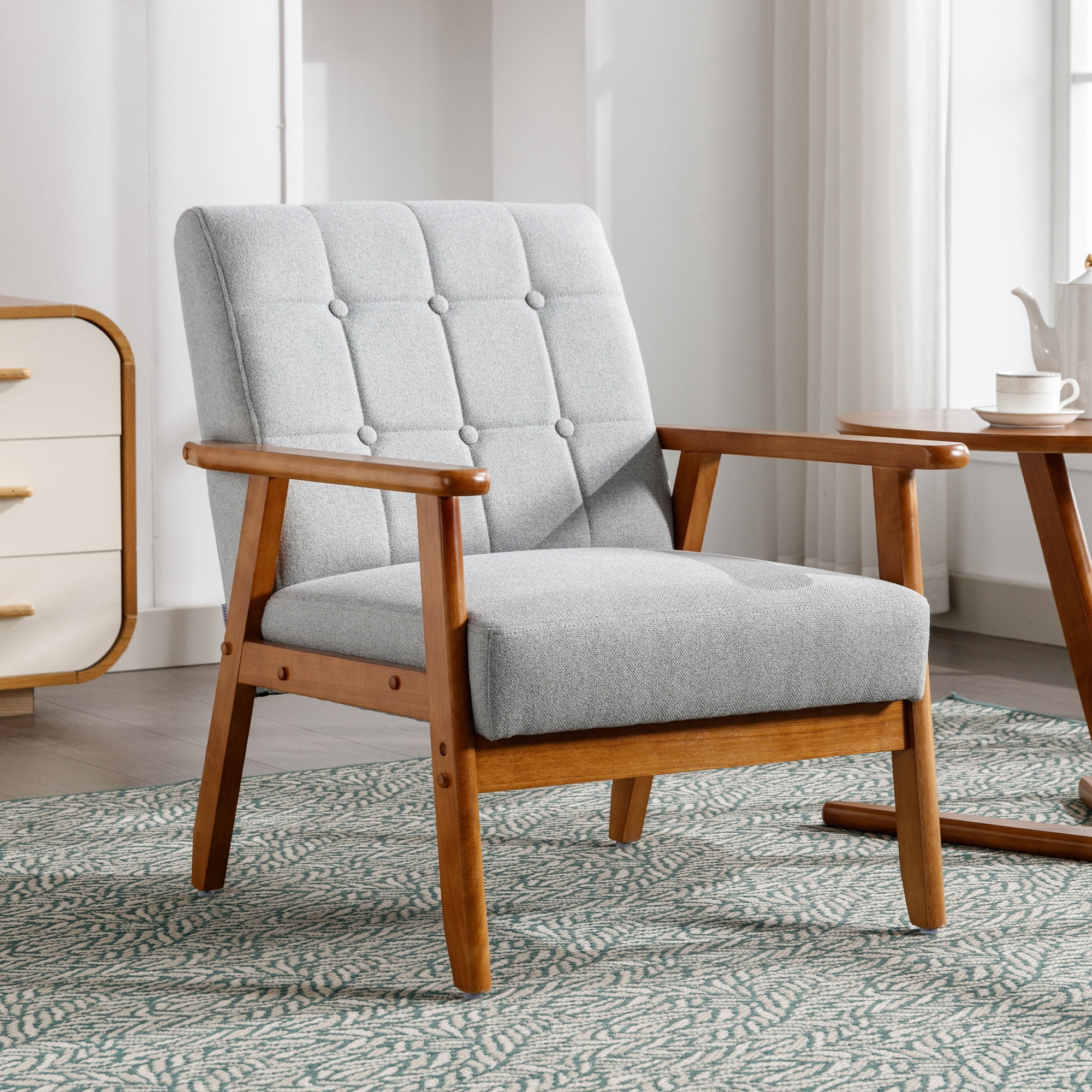 MOONMISS Mid-Century Modern Accent chair,Leisure Chair with Solid Wood Armrest and Feet