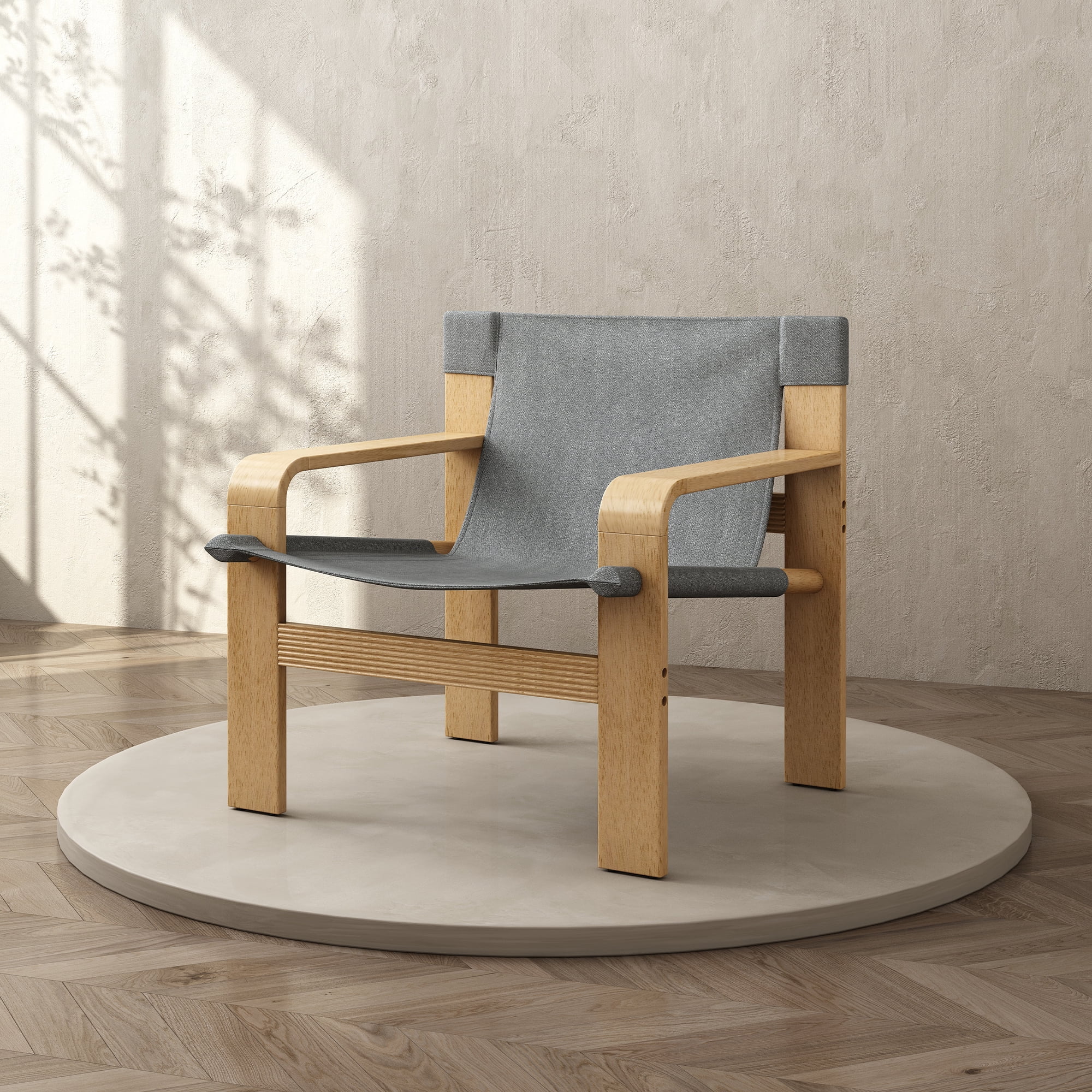 MOONMISS Modern Accent Chair Solid Wood Frame Linen Fabric Detachable Wide Armrest for Living Room Bedroom,Dark Grey