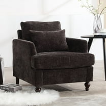 MOONMISS Modern Accent Chair, Wood Frame Upholstered Chenille Arm Chair, Comfy Small Single Couch For Living Room, Bedroom,Office Room Black