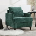 thumbnail image 1 of MOONMISS Modern Accent Chair, Wood Frame Upholstered Chenille Arm Chair, Comfy Small Single Couch For Living Room, Bedroom,Office Room Emerald, 1 of 5