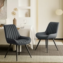 MOONMISS Modern Upholstered Dining Chairs Set of 2, Comfy Kitchen Side Chairs with Thick Cushions & Metal Legs,Dark Gray