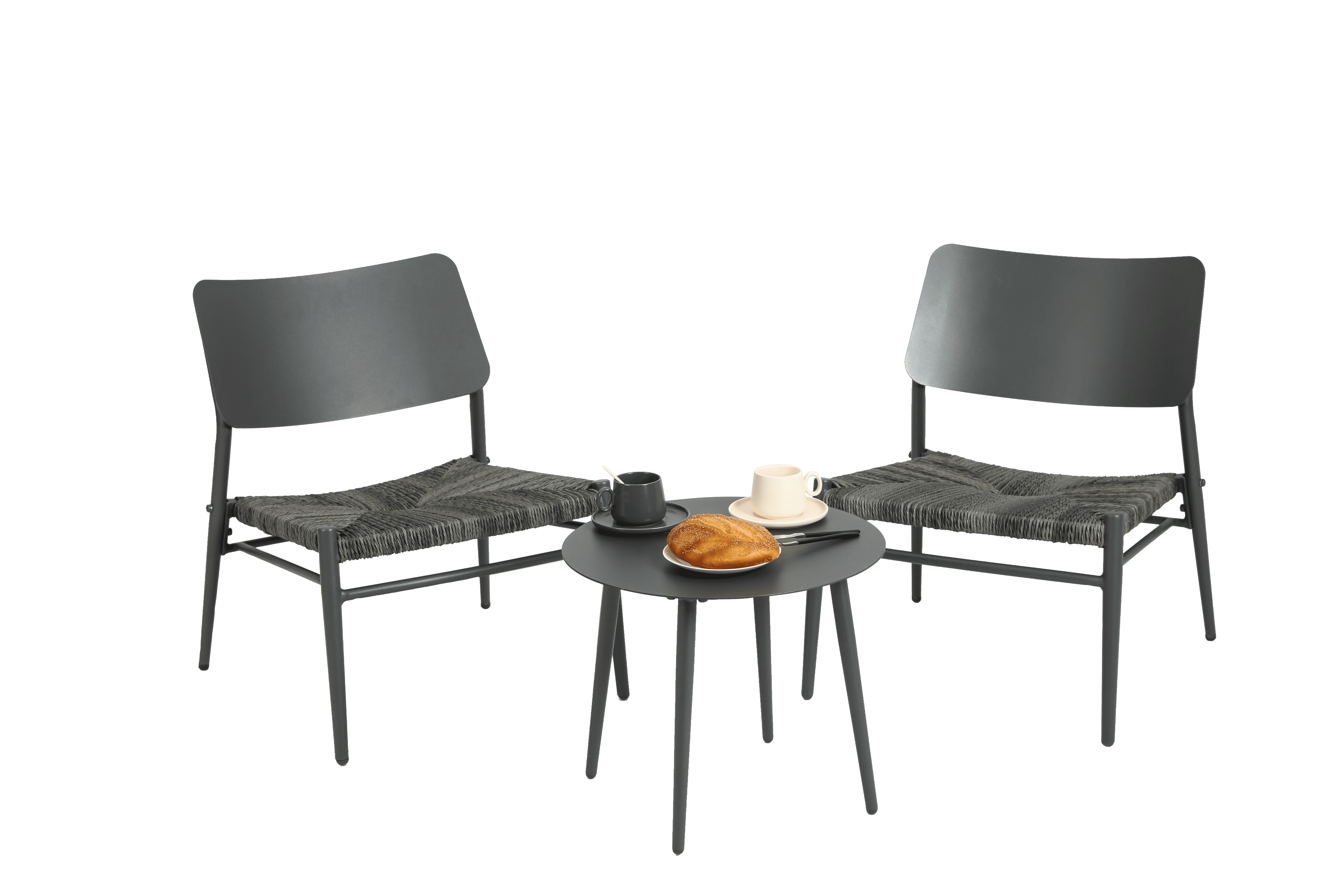 MOONMISS Outdoor 3Piece Aluminum Rattan Dining SetsDark Gray