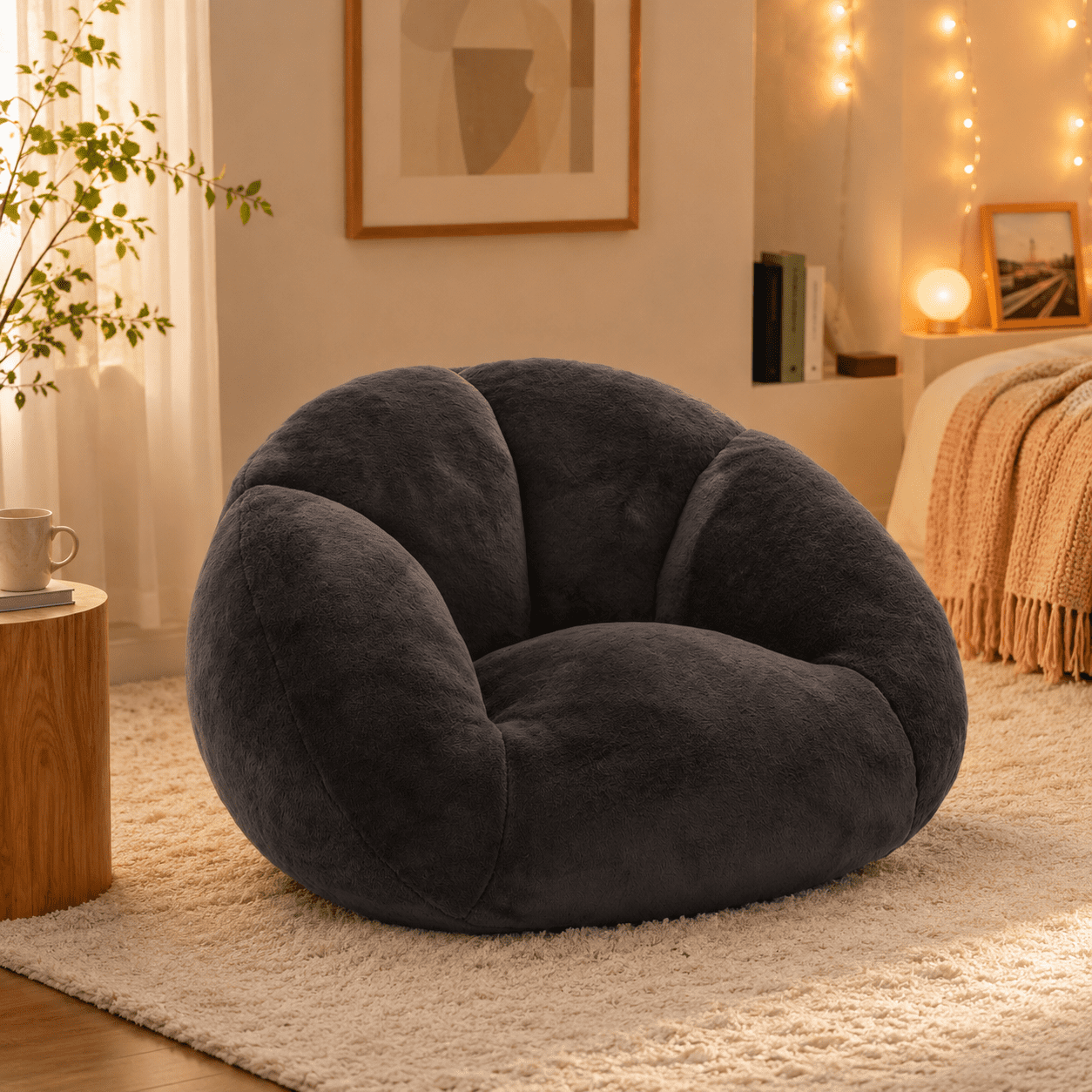 MOONMISS Oversized Bean Bag Chair for Adults,Memory Foam Lazy Sofa Chair with Soft Corduroy Cover,Comfy Floor Lounger for Living Room Bedroom Dorm