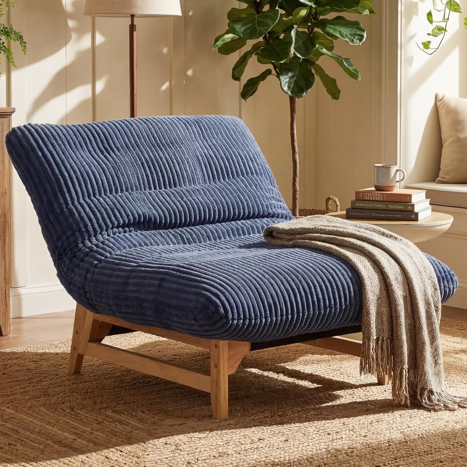 MOONMISS Oversized Cloud Lounge Accent Chair with Wood Frame for Adults,Blue