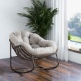 thumbnail image 1 of MOONMISS Rattan Rocking Chair, Indoor & Outdoor Comfy Rocker Chair with Thick Cushion, Modern Lounge Chair for Balcony, Porch, Garden, Backyard, Deck, Beige, 1 of 6