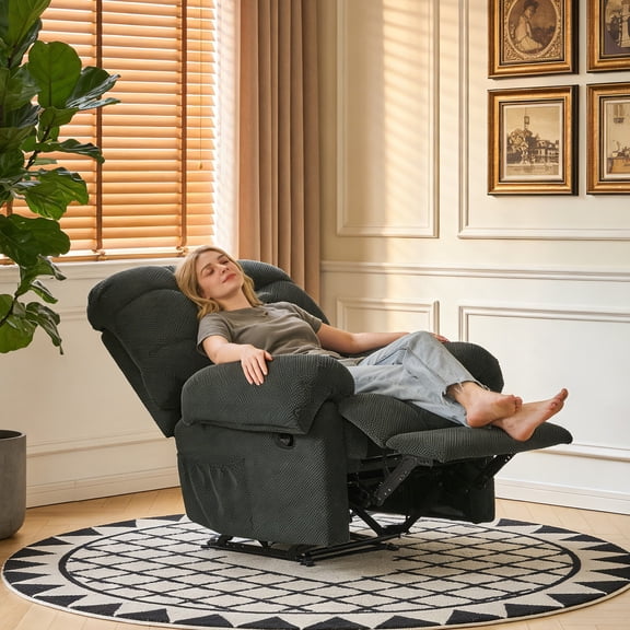 MOONMISS Recliner Chair, Comfortable Lay-Flat Sofa for Living Room,Gray