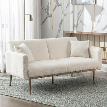 MOONMISS Teddy 2-Seat Loveseat Sofa with Metal Feet for Living Room Bedroom,Beige