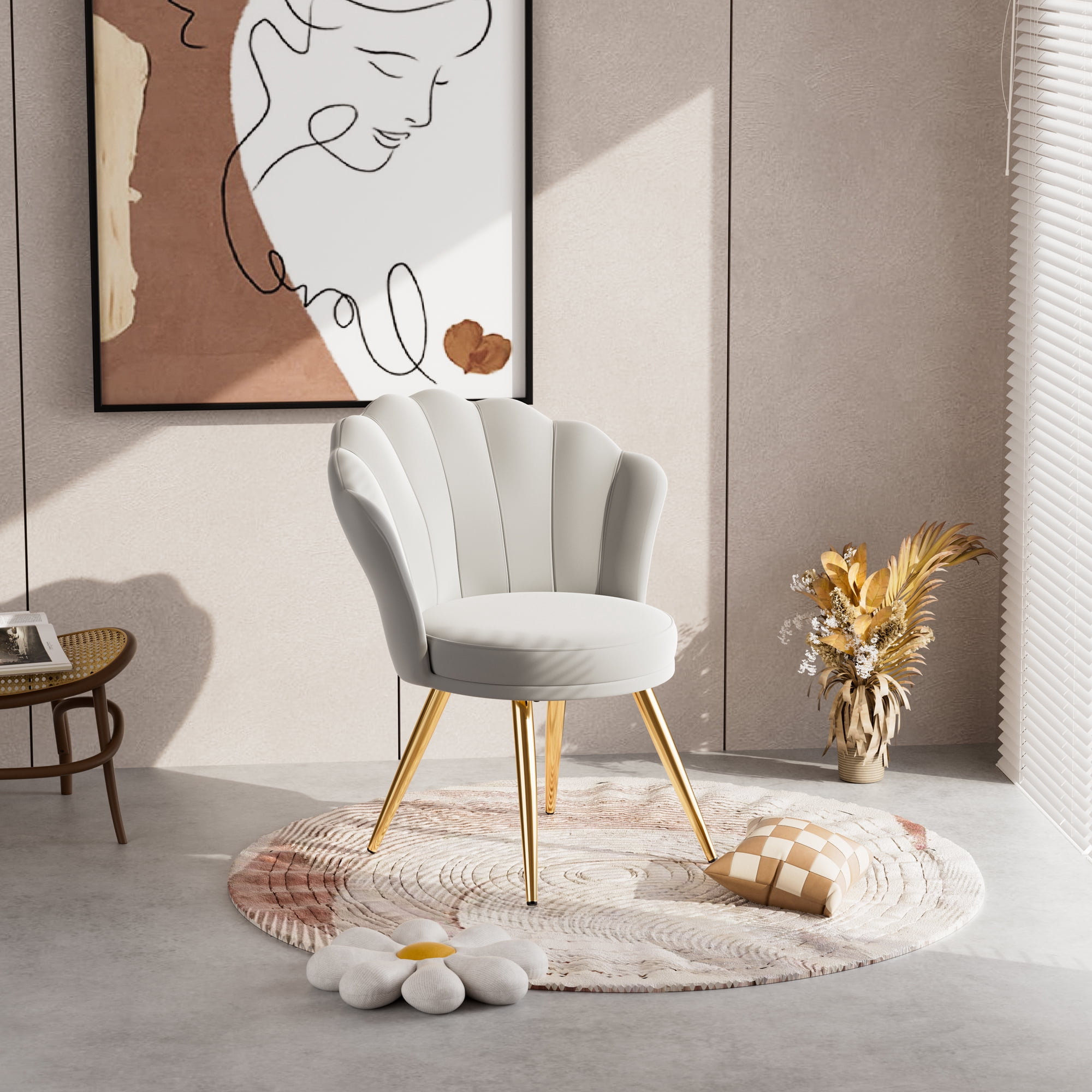MOONMISS Velvet Modern Accent Chair with Gold Metal Legs, Upholstered Beauty Chair for Bedroom, Makeup Room