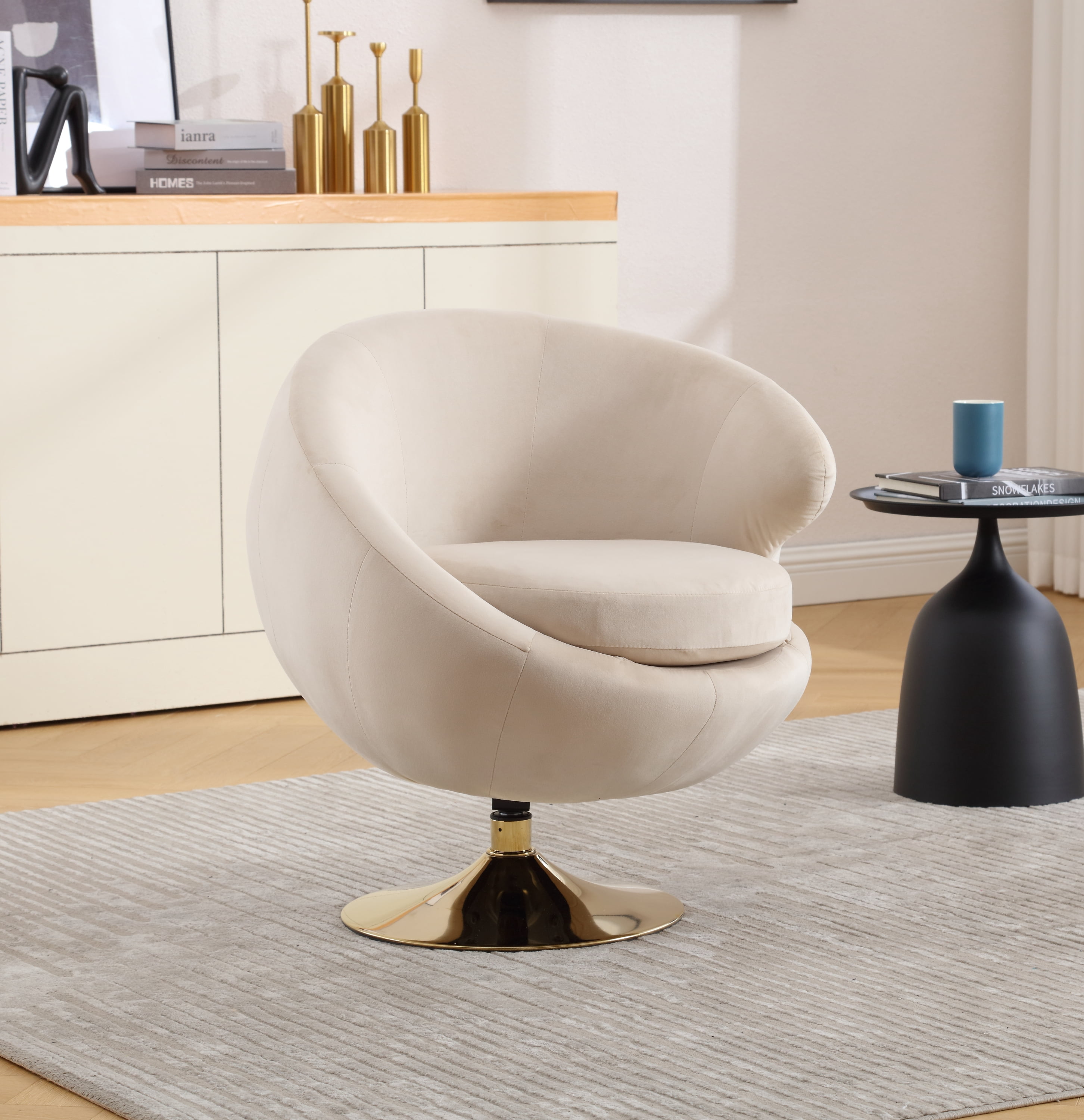 MOONMISS Velvet Upholstered 360 Degree Swivel Cuddle Barrel Accent ...