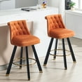 thumbnail image 1 of MOONMISS Velvet Upholstered 360°Swivel Tufted Back Pull Loop Detachable Design Rivet Wooden Bar Stool(set of 2)-Orange, 1 of 7