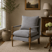 MOONMISS Vintage Spindle Accent Chair,Mid-Century Modern Chenille Fabric Upholstery Arm Chair,Gray