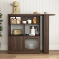 thumbnail image 1 of MOONMISS Walnut 3 Storage Shelves Rotating Top Modern Bar Cabinet with 6 Storage space and 2 Ribbed Glass Door, 1 of 6