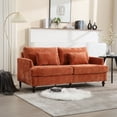 thumbnail image 1 of MOONMISS chenille Fabric Loveseat sofa, 2-Seat Upholstered for Living Room,Brown wood feet Dark Orange, 1 of 5