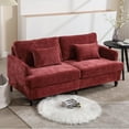 thumbnail image 1 of MOONMISS chenille Fabric Loveseat sofa, 2-Seat Upholstered for Living Room,Brown wood feet Wine Red, 1 of 5