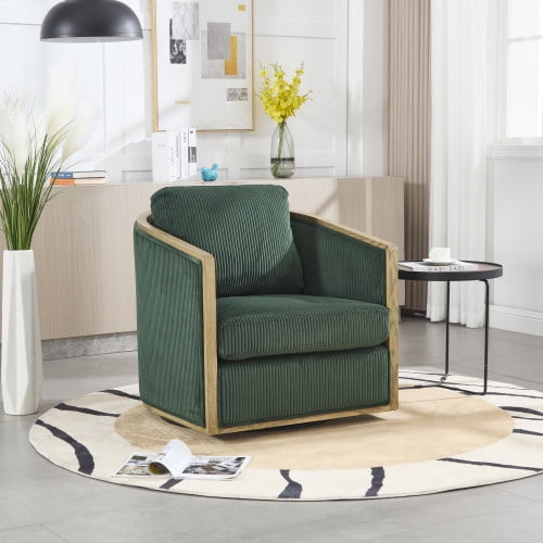 MOONMOSS Modern Swivel Accent Chair,Comfy 363° Adult Round Chairs for Living Room,Green