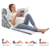 MOONORAH Bed Wedge Pillow with Head Pillow - Adjustable Highly Sponge Post-Surgery Pillow for Back, Leg & Knee Pain, Acid Reflux & Snoring Relief - Orthopedic Support for Sleeping, White