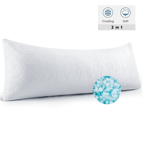 MOONORAH Body Pillow, Shredded Memory Foam Soft Cooling Long Body Pillows for Adults Side Sleeper, 2 in 1 Large Full Bed Pillows for Sleeping - 20x54 inch, White