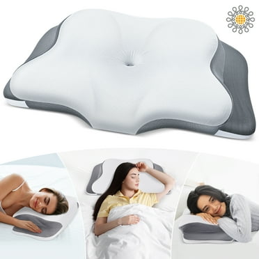 MOONORAH Cervical Memory Foam Pillows for Bed Orthopedic Contour Neck Pillow for Pain Relief Sleeping with Cooling Pillow Covers Gray Standard 24"×13"×4.7"