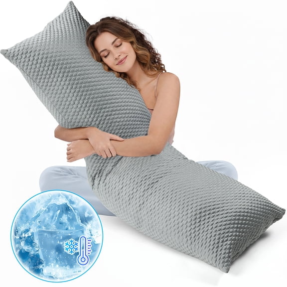 MOONORAH Body Pillow, Soft Cooling Long Body Pillows for Adults Side Sleeper, 2 in 1 Large Full Bed Pillows for Sleeping - 20x54 inch, Gray
