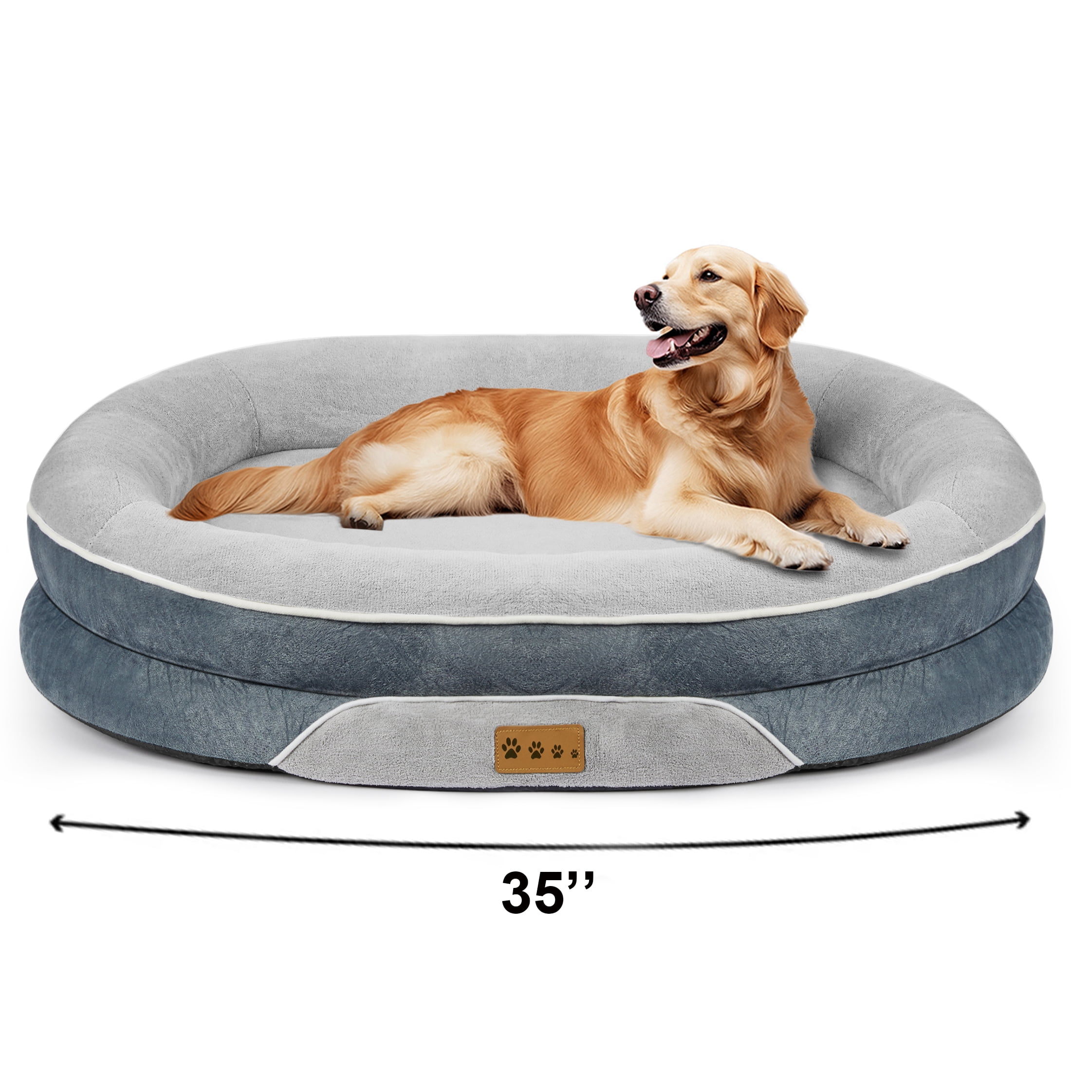 MOONORAH Dog Bed for Medium & Large Dogs – 35” Washable Dog Sofa with Removable Waterproof Cover, Supportive Foam Bolster, Non-Slip Bottom, Comfortable Pet Couch, Gray