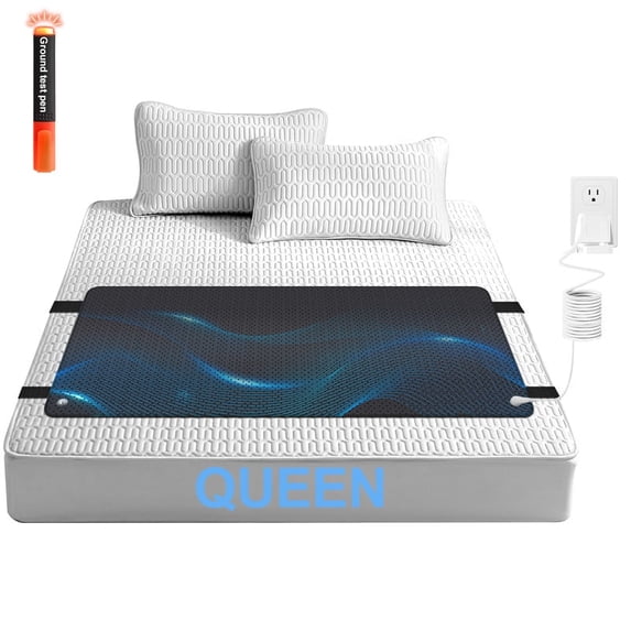 MOONORAH Grounding Mat for Bed, Earthing Mat Grounding Pad for Sleeping, Anti-Slip PU Leather Grounding Mattress with Cord for Reduced Anxiety, Pain, Inflammation, Headache Relief, Balance - Queen
