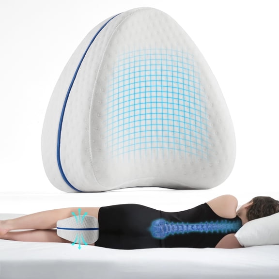 MOONORAH Knee Pillow for Side Sleepers – Memory Foam Leg Pillow for Sciatica, Back & Knee Pain Relief, Ergonomic Contour Cushion with Removable Cover and Elastic Strap, Grey