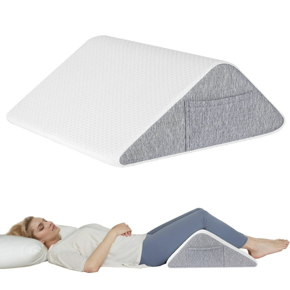 MOONORAH Knee Wedge Pillow for Back Sleeping – Leg Elevation Cushion for Post Surgery Recovery, Hip, Knee & Tailbone Pain Relief, Triangle Bolster Support Pillow, White