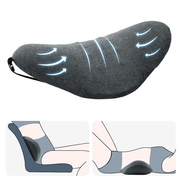 MOONORAH Lumbar Pillows for Sleeping, Memory Foam Back Support Pillow for Pain Relief, Bed Pillow for Side & Back Sleepers, Removable Washable Cover (Grey)
