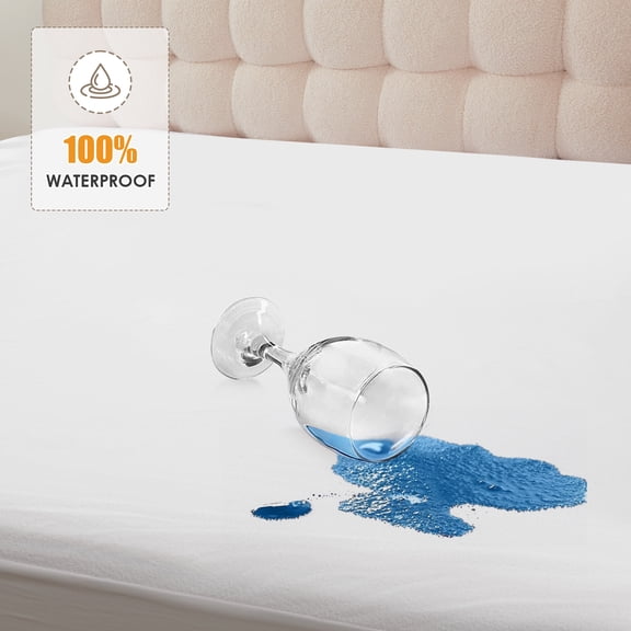 MOONORAH Mattress Protector, Waterproof Mattress Cover Pad with Deep Pocket, King Size Machine Washable Soft Breathable Bed Mattress Protectors with Stretchable Pockets - White