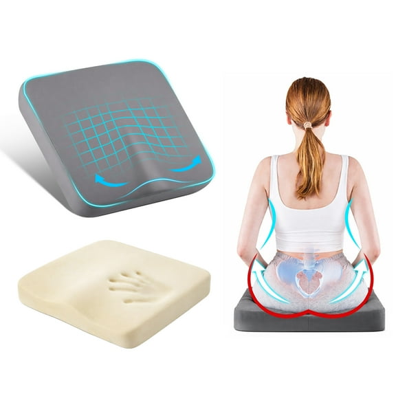 MOONORAH Memory Foam Seat Cushion for Sciatica Pain & Tailbone Relief, Orthopedic Coccyx Pillow with Ergonomic Lumbar Support & Non-Slip Bottom,for Office Chair, Car Seat , Desk Chair - Dark Grey
