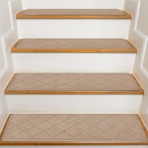 MOONORAH Non-Slip Washable Staircase and Floor Step Tread, Polyester Begie, 30'' X 8'', 15 Count