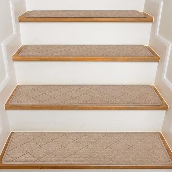MOONORAH Non-Slip Washable Staircase and Floor Step Tread, Polyester Begie, 30'' X 8'', 15 Count