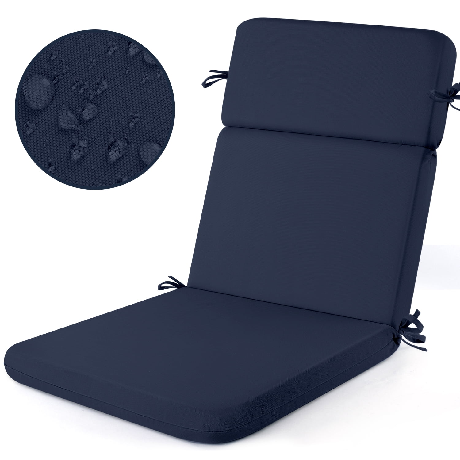 MOONORAH Outdoor Chair Cushions, 44"L x 21.5"W Patio Seat Cushions Outdoor Chair Pads with Ties, Waterproof Outdoor Chair Cushion Garden Sofa Couch Chair Pads, Sofe Comfortable, Blue