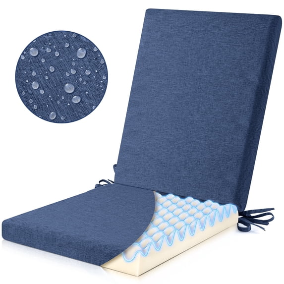 MOONORAH Outdoor Chair Seat and Back Cushions - Waterproof Egg Crate Foam - 42 x 18 in, Blue