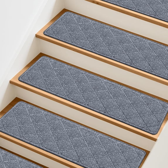 MOONORAH Stair Treads for Wooden Steps Indoor, Non Slip Reusable Staircase Step Soft Carpet Rugs, 15 Pack 30 X 8 Stair Runners for Kids Elders and Pets Dogs