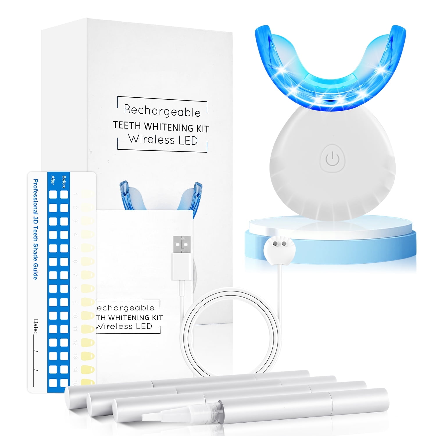 MOONORAH Teeth Whitening Kit, Teeth Whitening Light with Mouth Trays with 16 Accelerator LED light, 4 Teeth Whitening Gel for Sensitive Teeth, Professional Level Whitening Set, Rechargeable