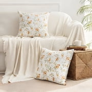 MOONORAH Decorative Throw Pillow Covers and Inserts, 20 x 20 Inch Decorative Pillow with Zipper Closure for Sofa Bed and Couch Decorative Stuffer Pillow, Flower