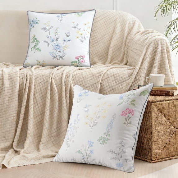 MOONORAH Decorative Throw Pillow Covers and Inserts, 20 x 20 Inch Decorative Pillow with Zipper Closure for Sofa Bed and Couch Decorative Stuffer Pillow, Flowers Throw Pillow