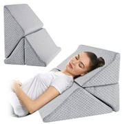 MOONORAH Wedge Pillow Set for Sleeping Post Surgery & Apnea 3 in 1 Memory Foam Reading Pillow, Orthopedic Bed Wedge Pillows Headboard for Acid Reflux, Leg Pain & Back Pain Relief - Gray