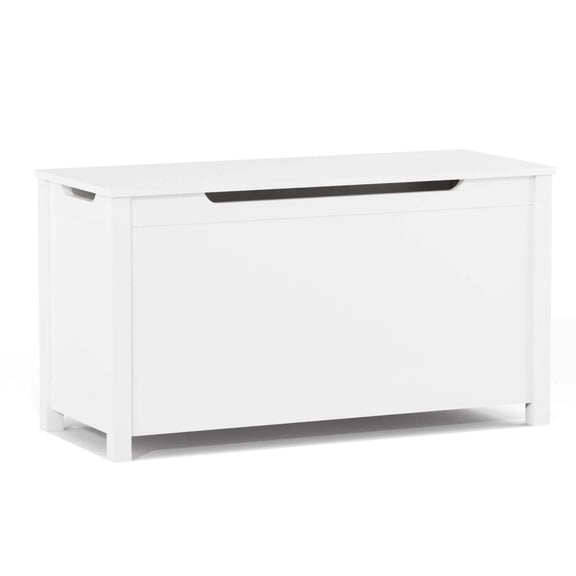MOONRIVER Kids Wooden Toy Box Storage with Safety Hinged Lid, White