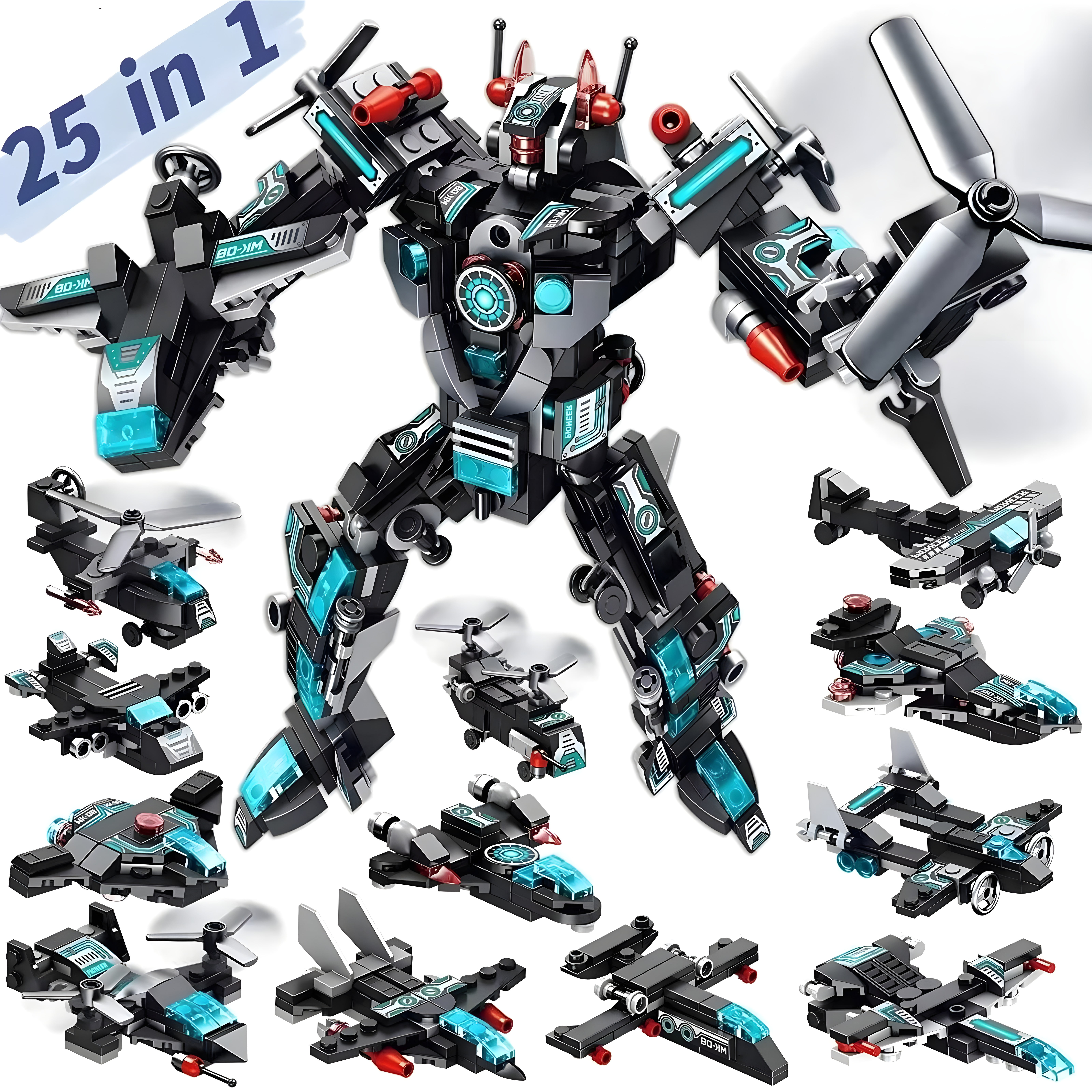 MOONTOY Robot Building Toys STEM 25-in-1 Building Blocks for Kids 6 7 8 9 10 11 12 Year Old 577 PCS Robots Building Sets Educational Construction Set Activities Learning Gift for Ages 6-12 Boys Girls