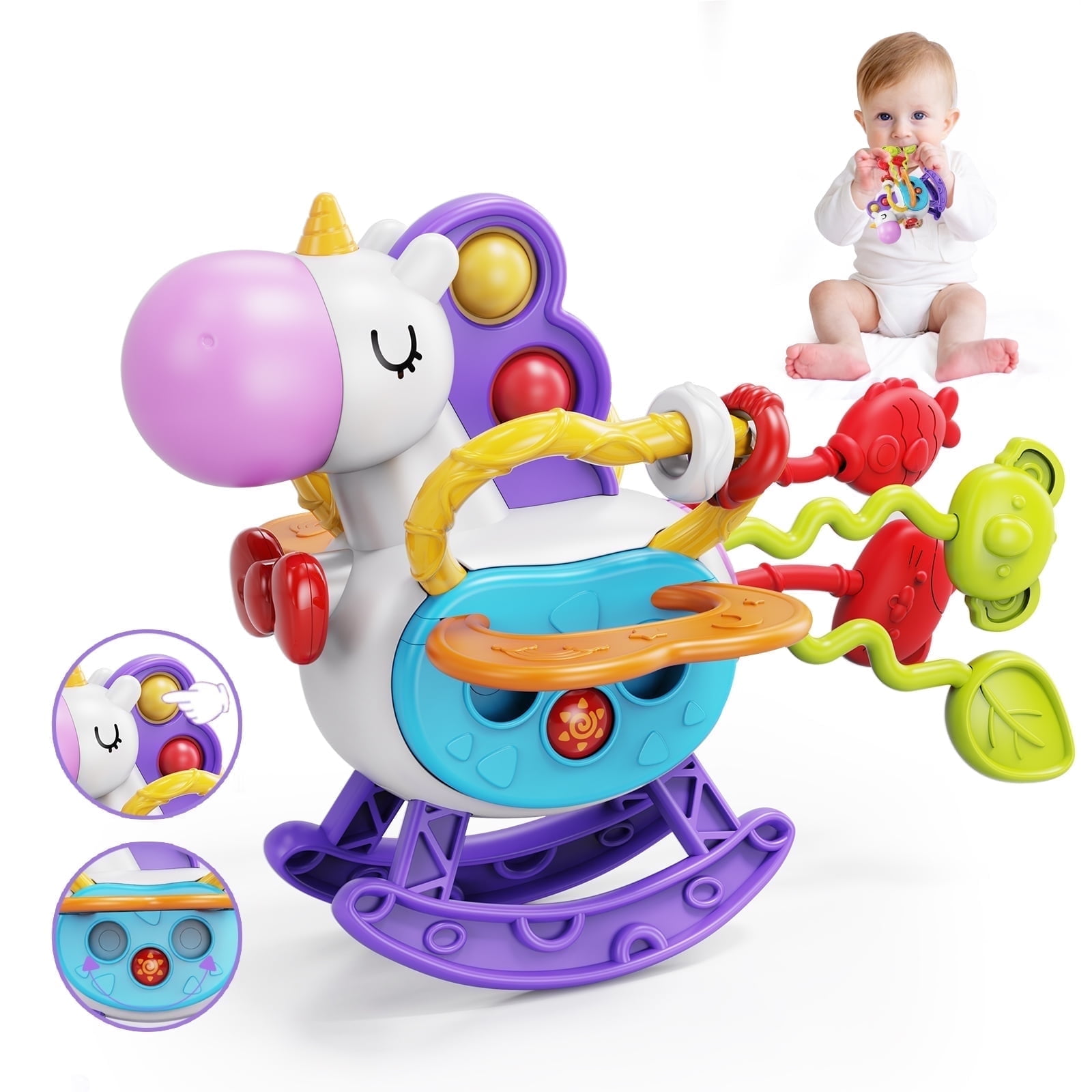MOONTOY Spielzeugautos Für Kinder Ab 1 Jahr – 4 Press-and-Go Dino-Autos (Bunt)
