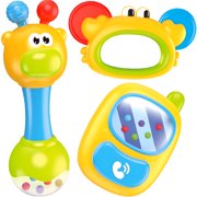MOONTOY Baby Rattles Toys 0-3-6-12 Months, Infant Grab Shake Rattle, Sensory Teether, Newborn First Birthday Gift 0 1 2 3 4 5 6 7 8 9 10 12 Month Boy Girl